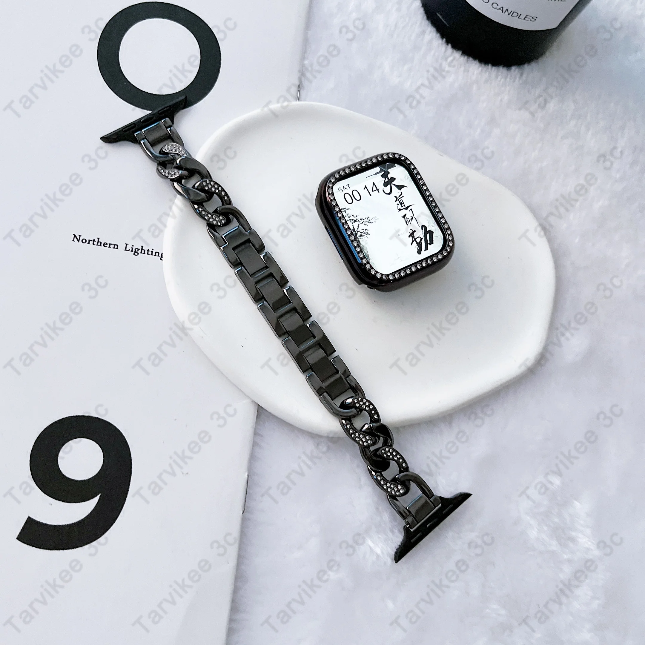 

Metal Stainless Ladies Diamond Strap for Apple Watch 7 6 5 4 3 SE for apple watch 42 mm band 38mm 40mm 41mm Bracelet + Case 44mm