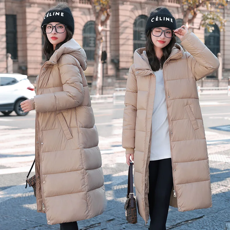 2022 Winter New Women Glossy Down Padded Jacket Loose Thick Warmth Parka Coat Jacket Women Long Down Cotton Jacket Female