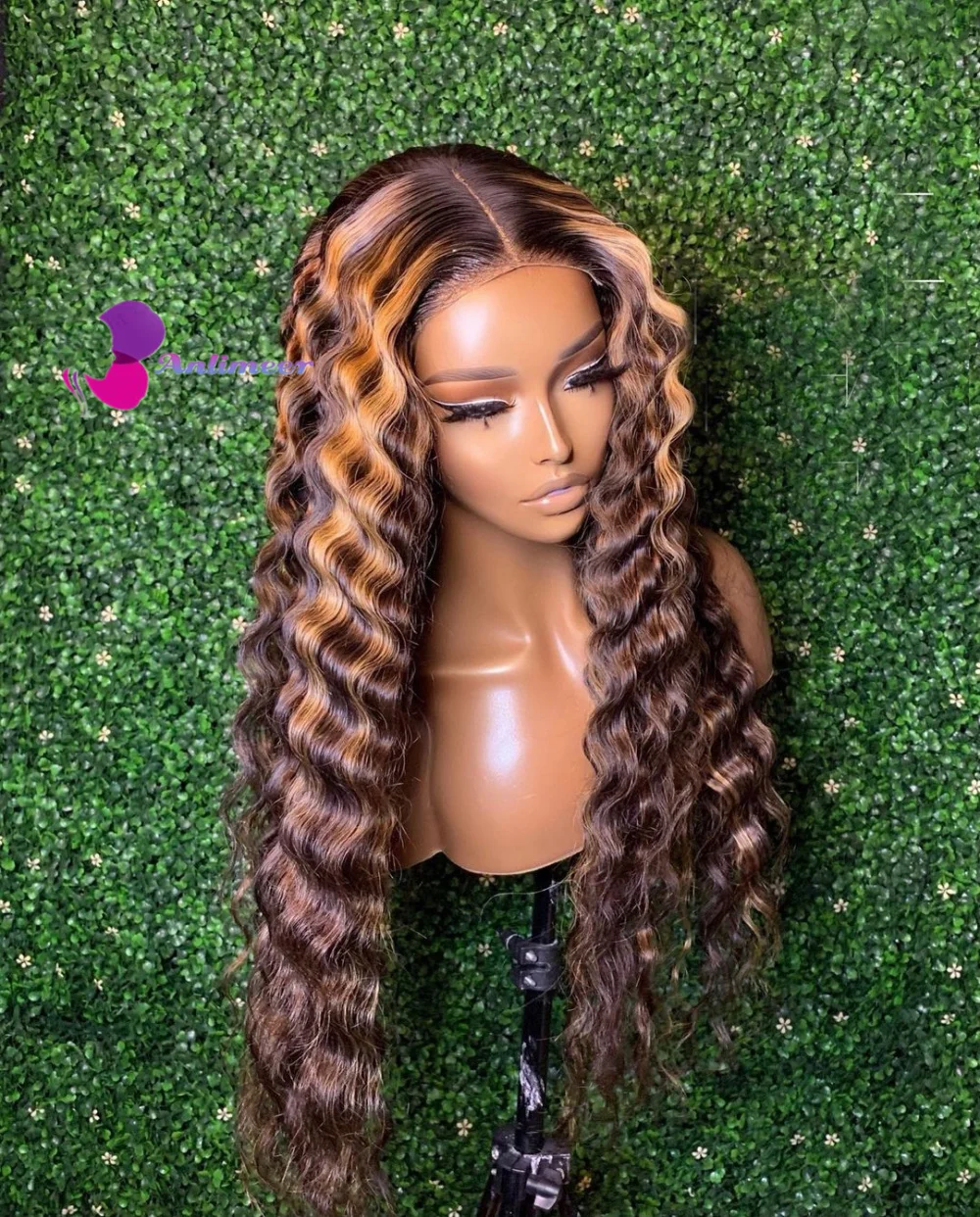 Highlight Wig Deep Wave Front 13X4 Pre Plucked Bleached Knots Lace Front Wig Deep Wave Lace Front Wigs Human Hair For Women