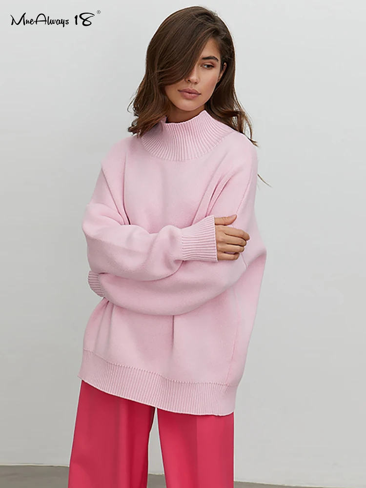 

Mnealways18 винтажный теплый вязаный свитер с высоким воротником женские повседневные пуловеры с длинным рукавом Топы офисный женский джемпер о...