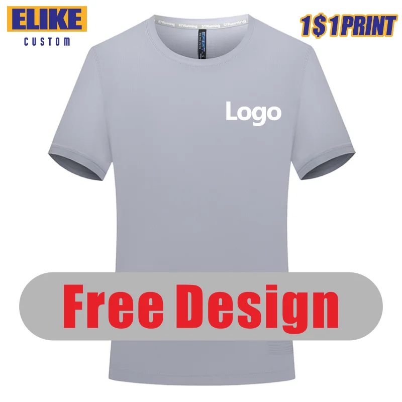 

10 Color Round Neck Quick-Drying T-shirt Custom Logo Print Personal Team Group Brand Embroidery Text Picture Summer ELIKE S-4XL