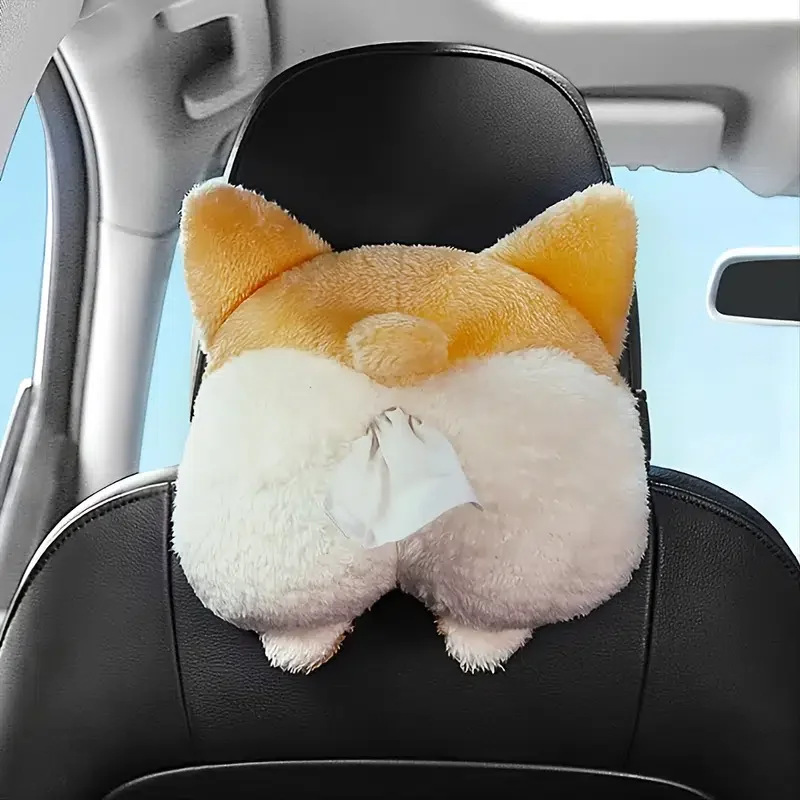 

Creative Funny Cartoon Corgi Car Tissue Holder Box Dog Butt Seat Back Rest Headrest Armrest
