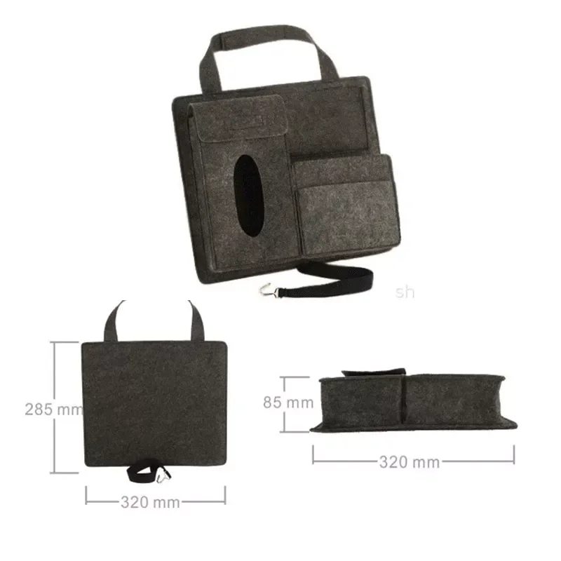 

Back Seat Storage Bag Organizer Hanging Bag Paper Towel Mobile Phone Storage Felt Bag Debris Organizer Accessories