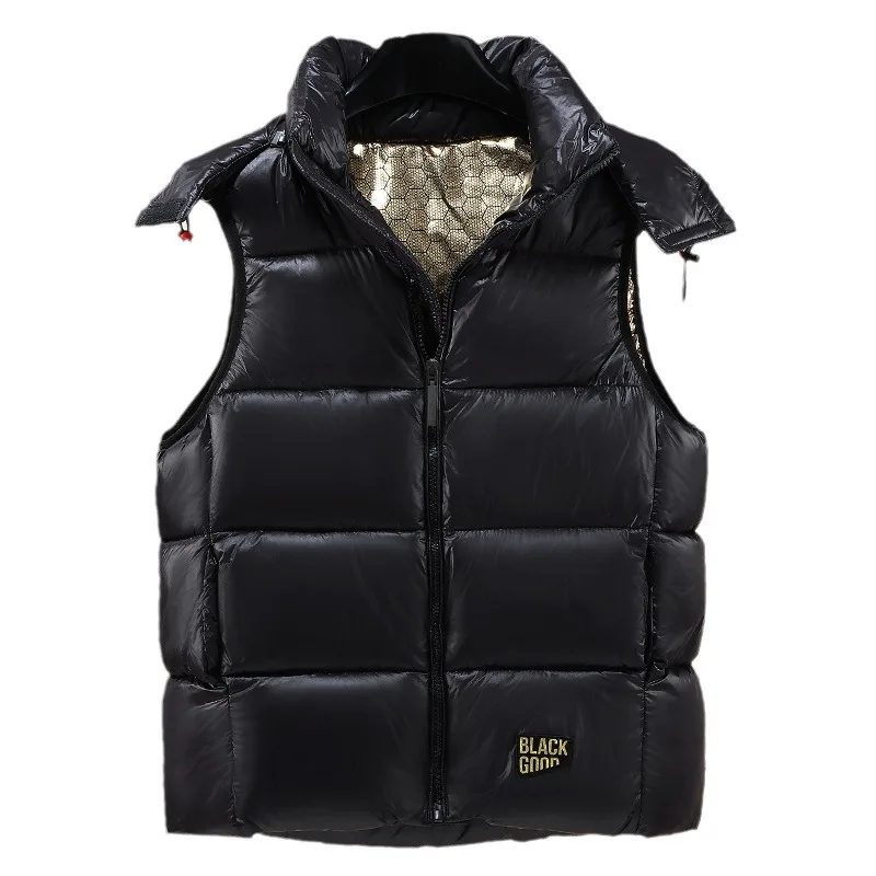 Жилет из хлопка черного и золотого цвета новинка 2024 зимний Повседневный жилет с