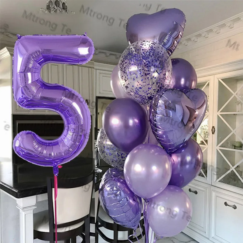 

Розово-золотистый фиолетовый воздушный шар, 40 дюймов, фотофольга, раннее 3-е праздничное украшение, латексные воздушные шары, 1 комплект