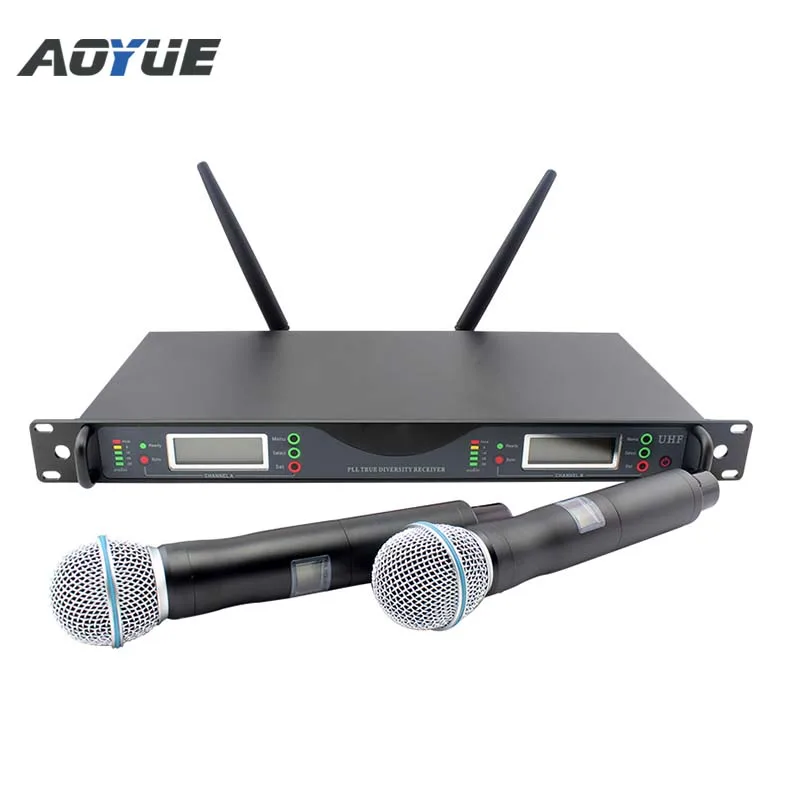 

U-24D true diversity 100m dynamic uhf wireless microphone system 2 channel microphone