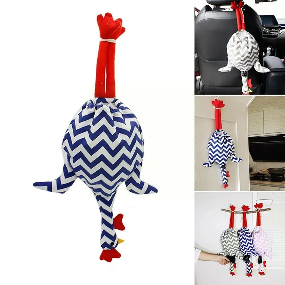 

Chicken Grocery Bag Holder For Organization Creative Hanging Storage Pouch Household Car Cute Funny Storage Bags Y2T8