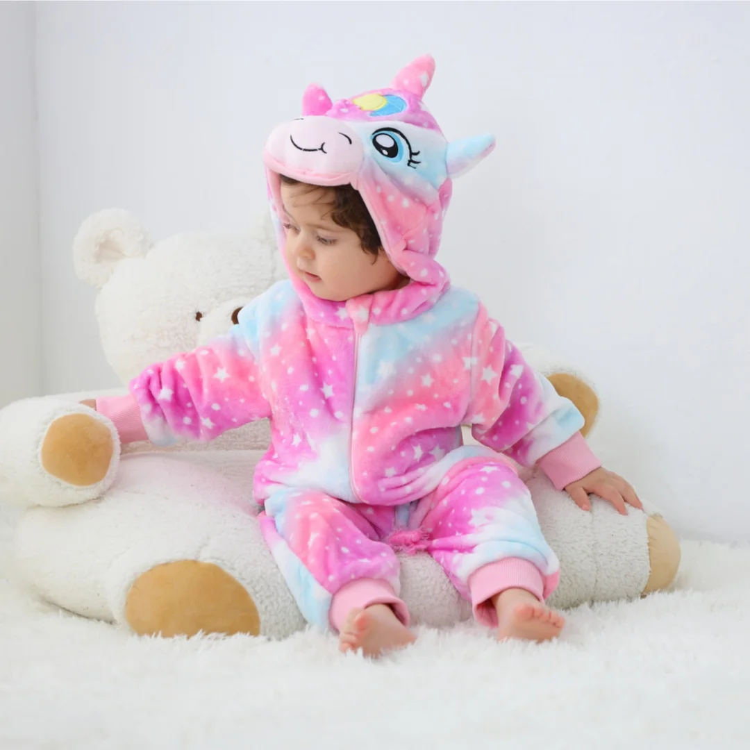 Рождественско-зимние детские милые комбинезоны с единорогом и героями