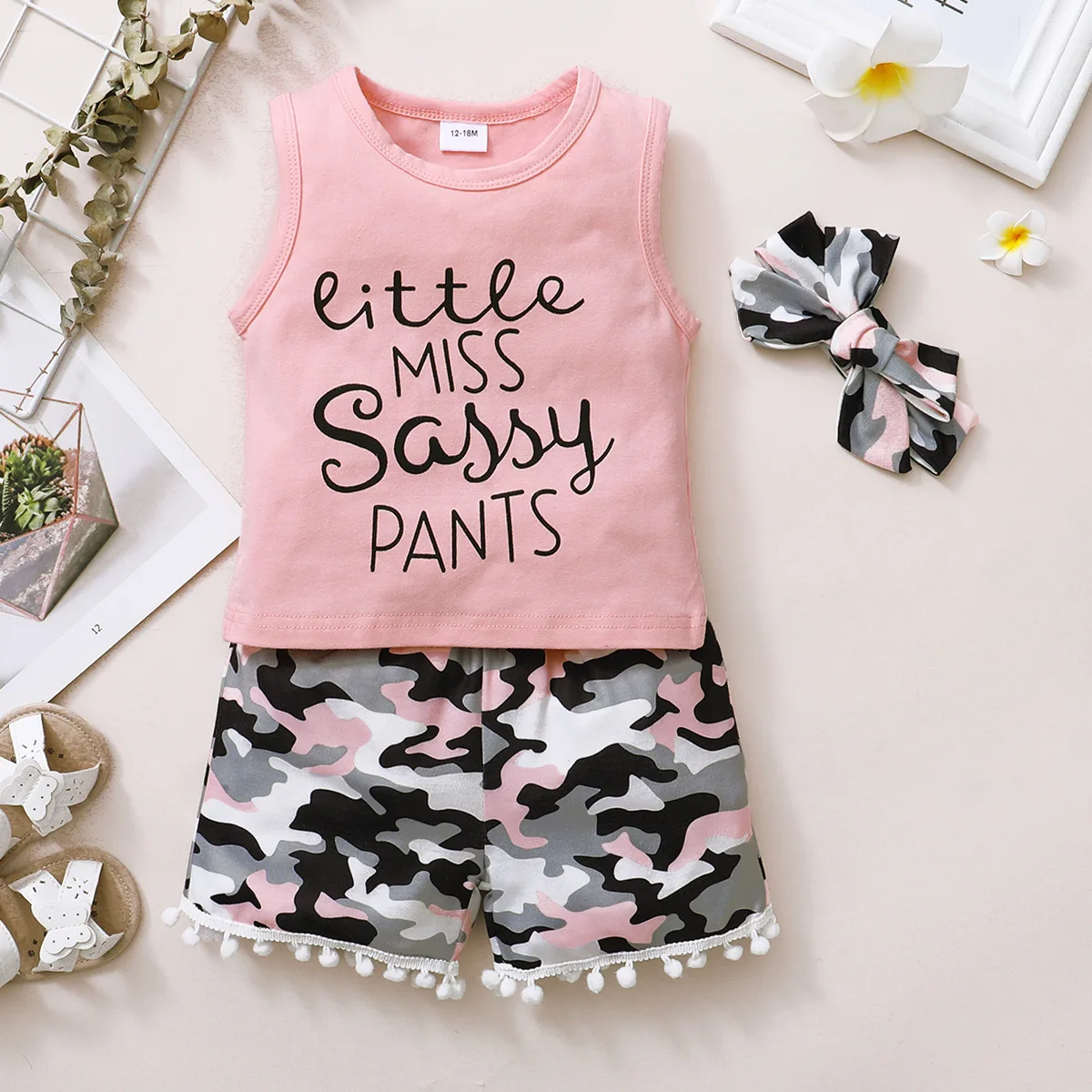

Infant Vest Outfits Baby Girl Clothes Children Letter Sleeveless Top + Camouflage Shorts 2pcs Set Toddler Fashion Clothing Sets
