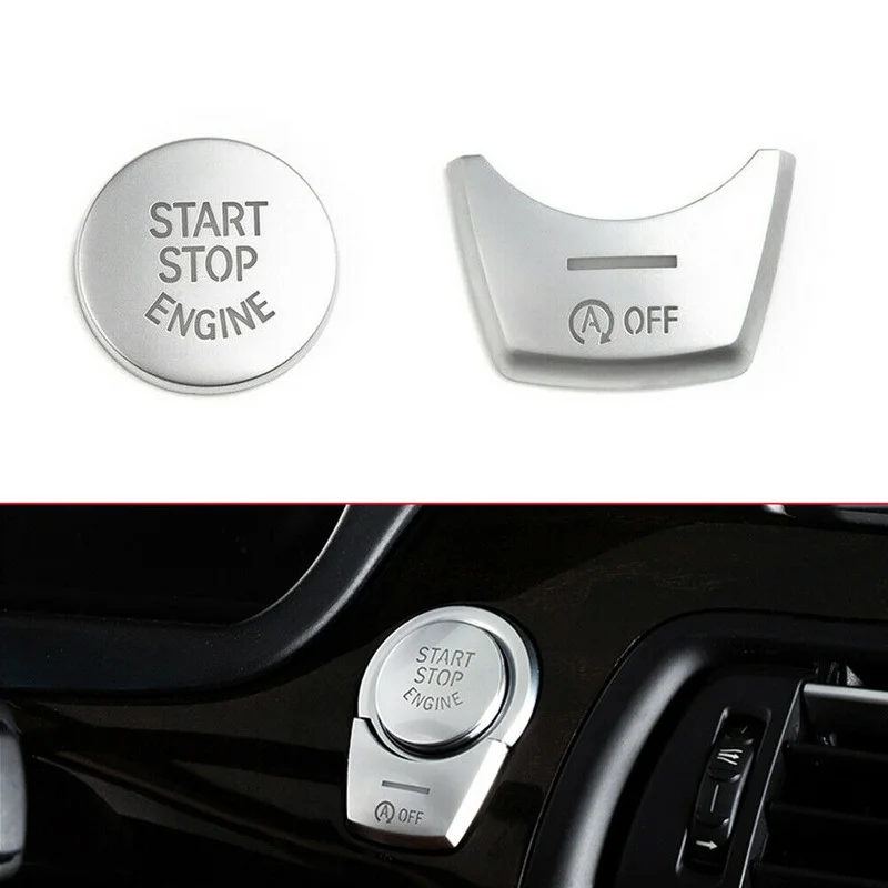

Car Engine Switch Button Cover Chrome Start Stop Push Button Decor Cover Silver Interior Parts For BMW 5 Series F07 F10 2011-17