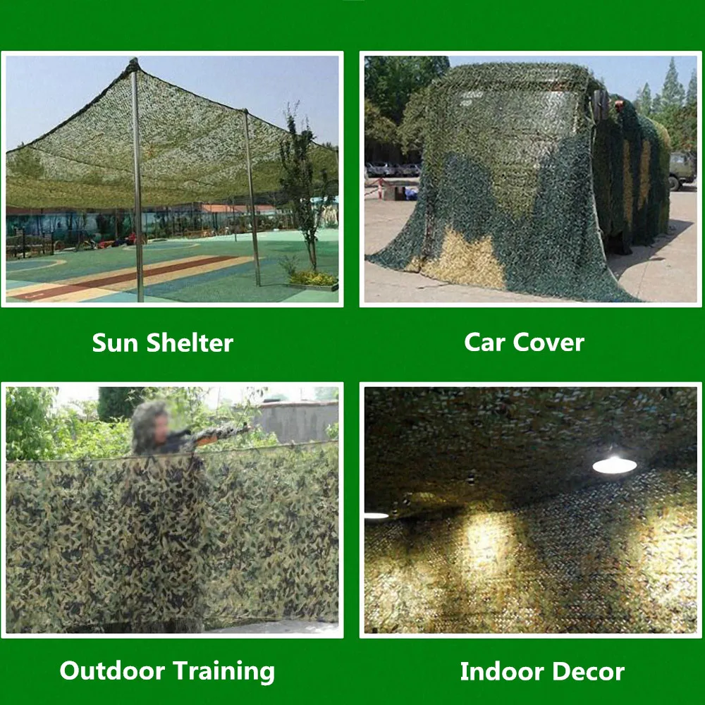 

2x3m 2x5m 3x3m Hunting Military Camouflage Nets Woodland Army Training Camo Net Cloth Camping Sun Shelter Tent Shade Car Cover
