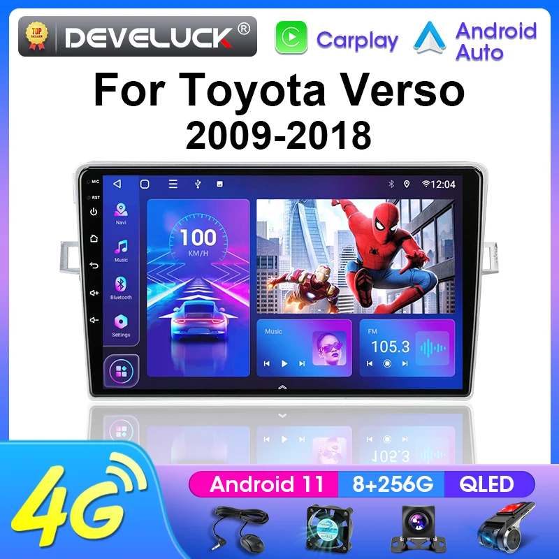 2 Din Android 11 для Toyota Verso R20 2009 - 2018 автомобильное Стерео Радио мультимедийный видеоплеер GPS 4G Carplay Авто IPS головное устройство RDS