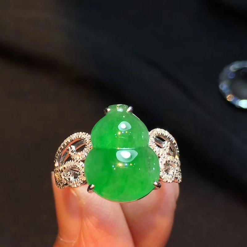 Оригинальный дизайн широкие кольца для женщин hetian chrysoprase diamond gourd очаровательные
