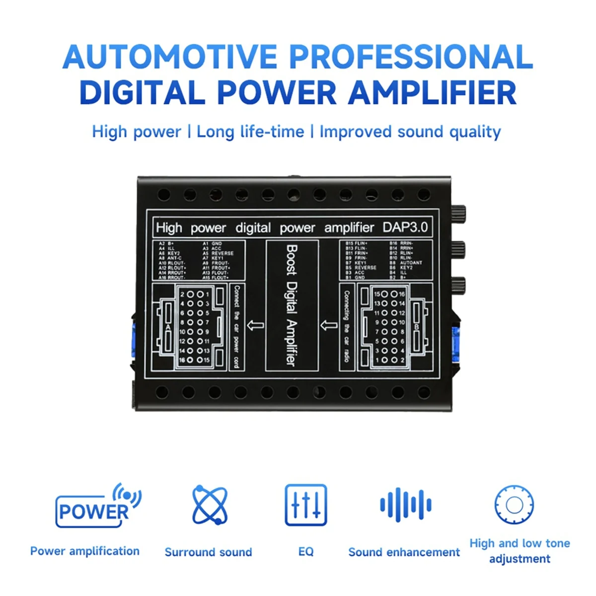 Фото Автомобильный усилитель DSP DC 12 В Hi-Fi бустер аудио стерео цифровые звуковые процессоры 4x60 Вт для Android обновление без потерь №2