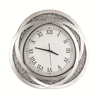 european luxury wall clock glass diamond fashion round wall clock modern mute design reloj de pared home decoration living room