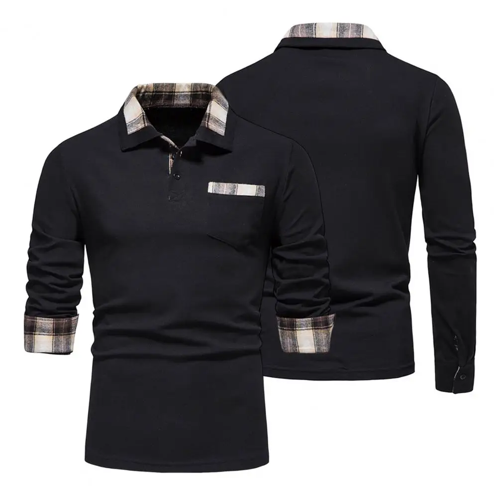 

Деловые дышащие Осенние Топы с отложным воротником, деловая Осенняя рубашка в стиле пэчворк, мужская одежда