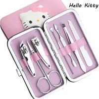 7pcsset kawaii sanrios nail clipper set cute hellow kittys cartoon creative nail clipper set box toys for girls gifts
