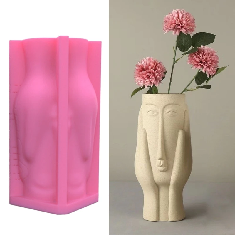 

Человеческое лицо, художественный гипсовый цветочный горшок, силиконовая форма, ваза, форма для литья эпоксидной смолы, сочный