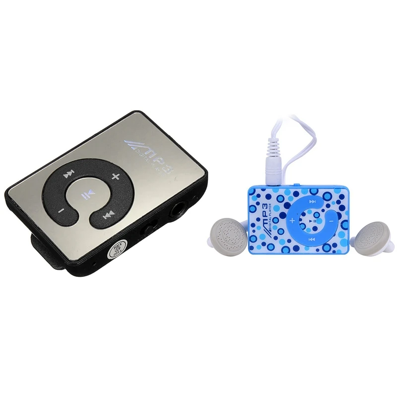 

2 набора, миниатюрный музыкальный mp3-плеер с USB-кабелем и наушниками, A & B