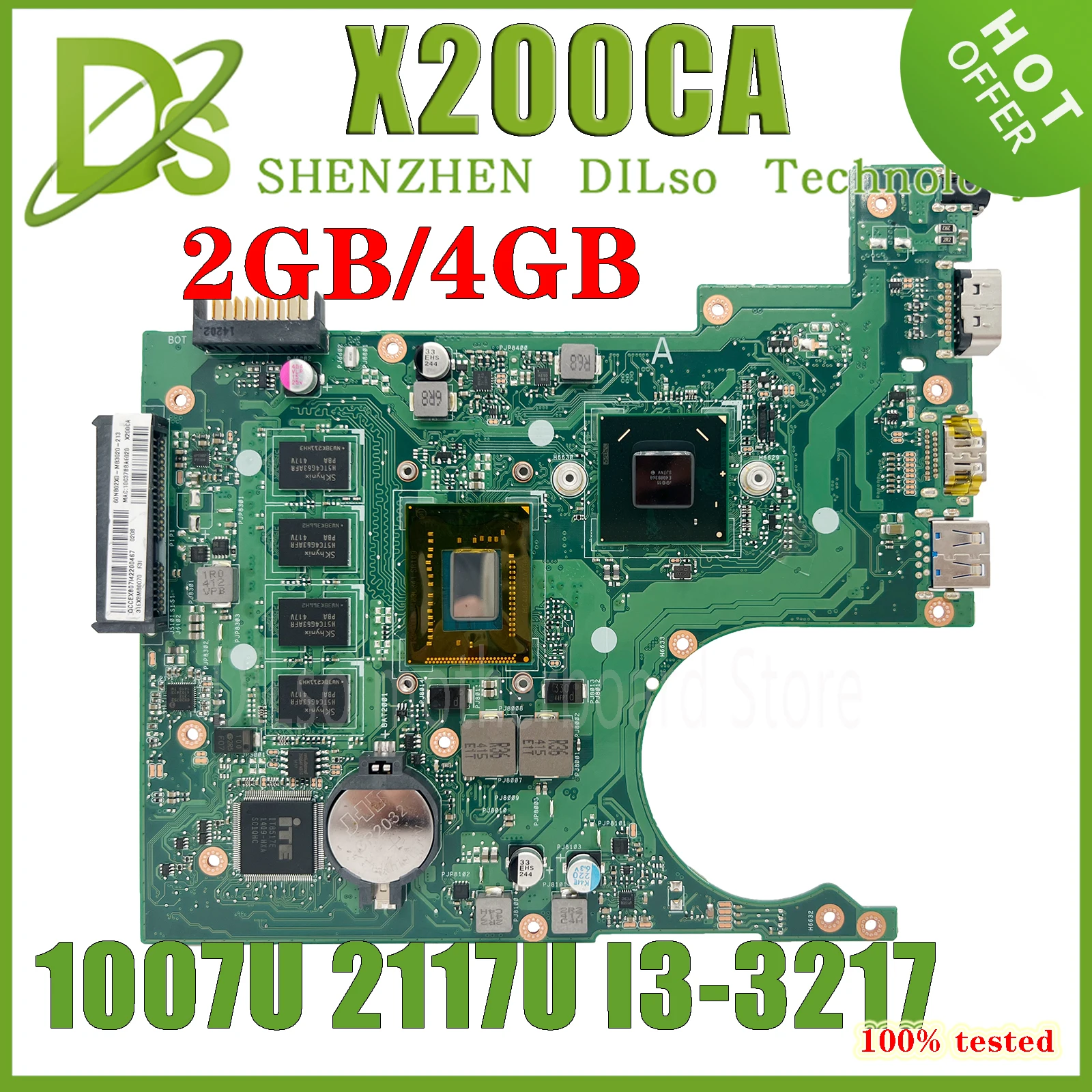 KEFU X200CA для ASUS X200C X200CAP материнская плата ноутбука 1007U/2117U I3-3217 CPU 2G/4GB Материнская