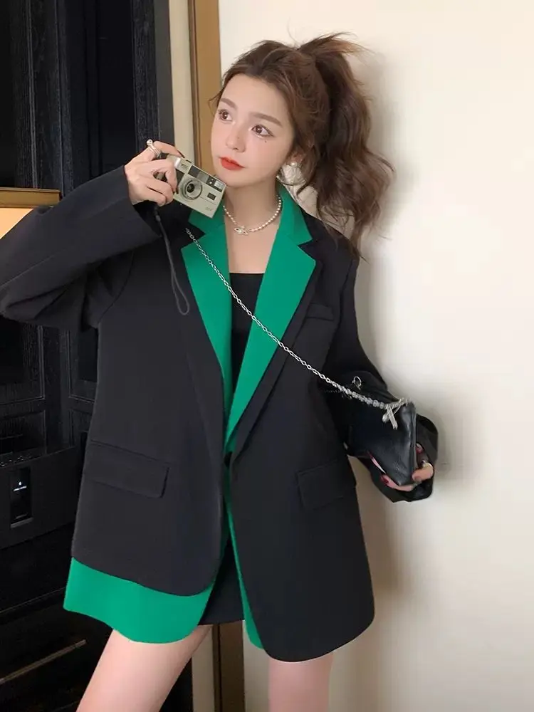 High-end Luxury Black Blazer Women Long Sleeve Jacket Office Ladies Loose Korean Fashion Jacket Women's Clothing