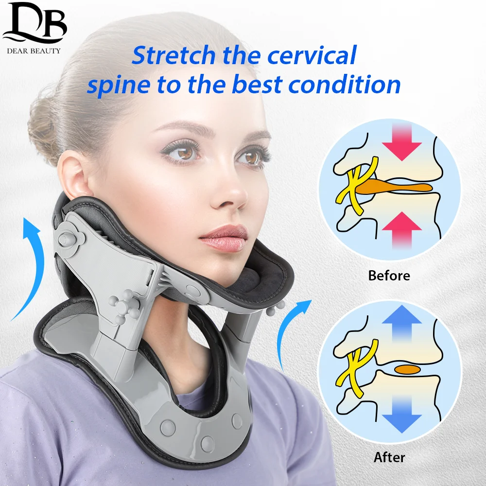 

Medical Cervical Neck Correction Repair Collar Neck Traction Apparatus Kit Cervical Spine Massager Heat Treatment Massager