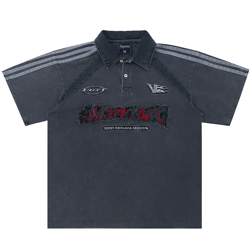 

Stitching soccer polo embroidered shirt
