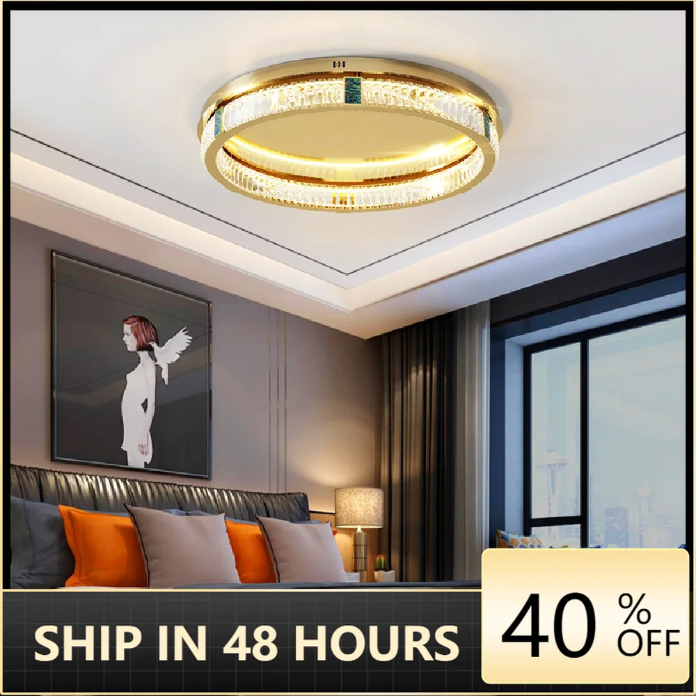

Crystal Round Gold LED Ceiling Light Luxury Home Decor Lustre Lamparas De Techo Modern Ceiling Lamps Bedroom Living Room