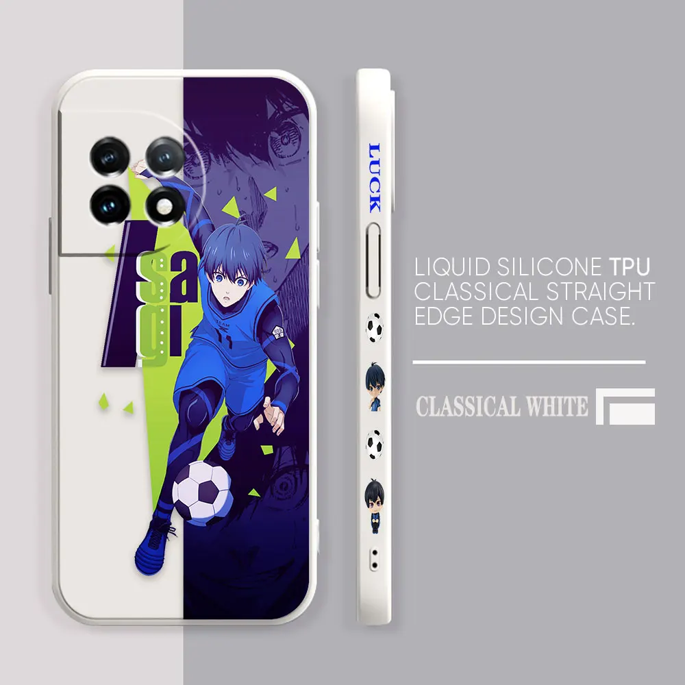 Phone Case For Oneplus 11 10 9 9R 9RT 8 8T 7 7T 5 5T 6 ACE 2 2V NORD Pro Liquid Case Funda Cqoue Shell Capa Fookball B-BLUE LOCK