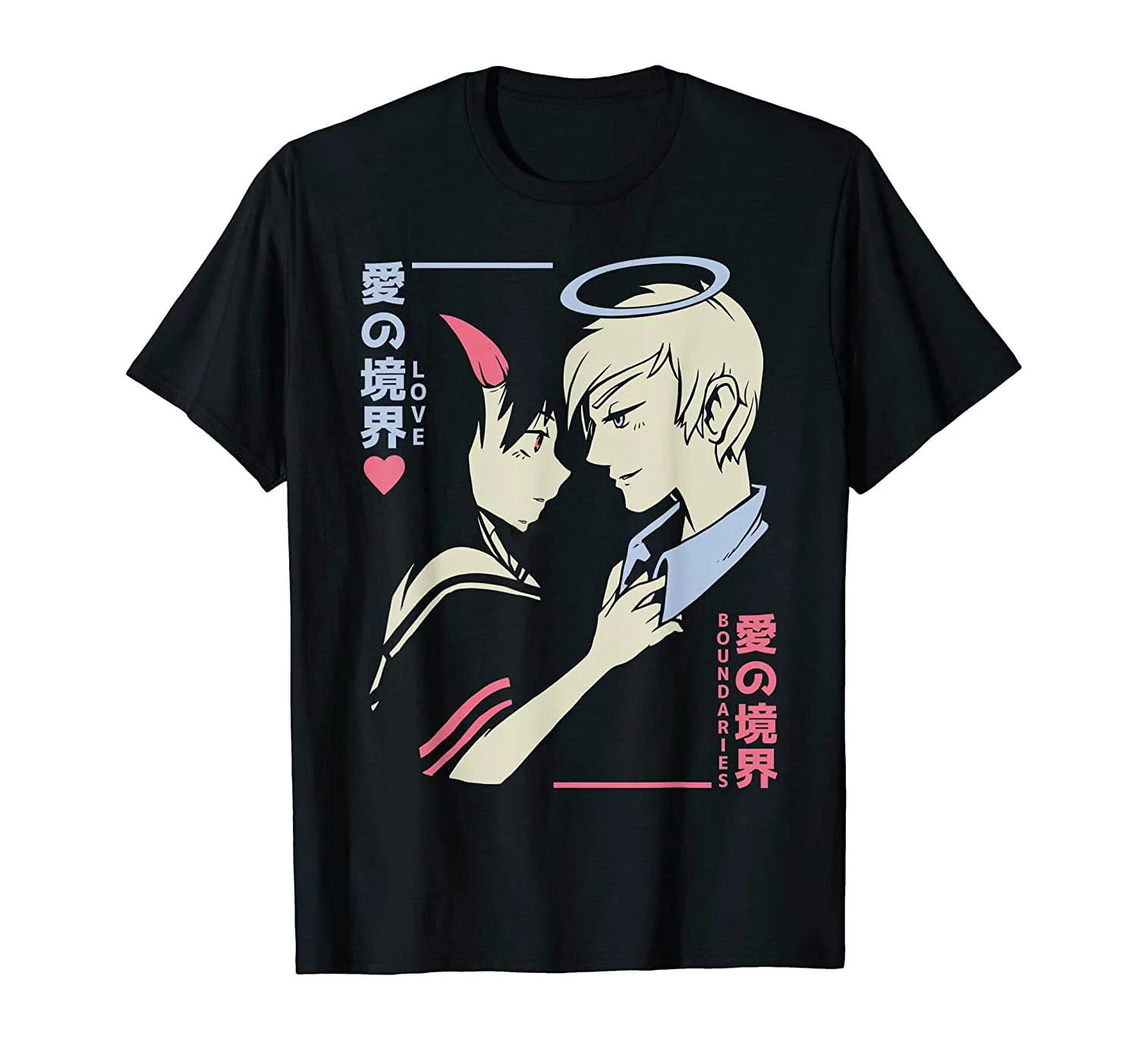 Love Boundaries Anime Cartoon Boundless Love Valentine's Day T-Shirt Men Cotton Tshirt Tees Tops Harajuku Streetwear