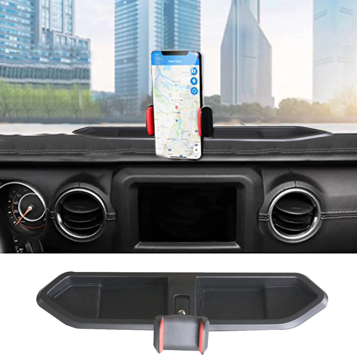 

Car Phone Holder Stoage Tray Rotation Non-slip Phone Mount Storage Box Compatible with Jeep Wrangler Dashboard Cell Phone Holder
