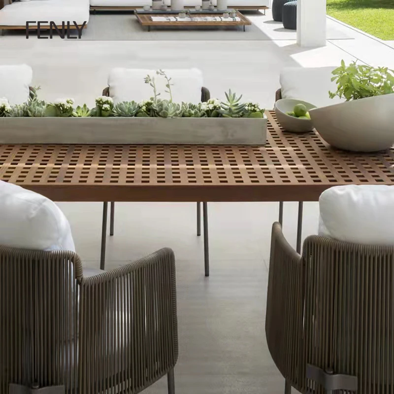 Роскошная уличная садовая мебель из ротанга тикового дерева уличный стол и Набор