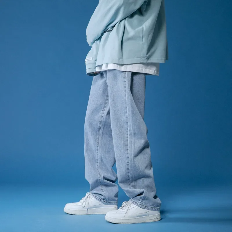 

Wide-leg Jeans Men's Fashion Casual Korean Jeans Men Streetwear Loose Hip-hop Straight Denim Trousers Mens Jeans Pants