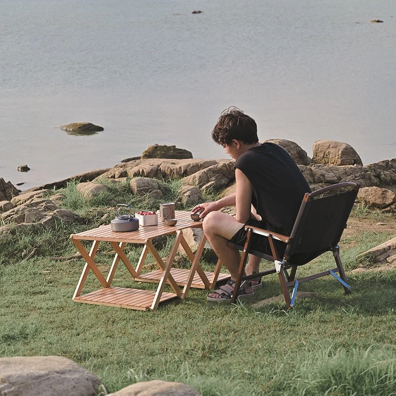 

Outdoor Table Multi-function Folding Table Solid Wood Convenient Storage Stable Load-bearing For Camping Table Camping