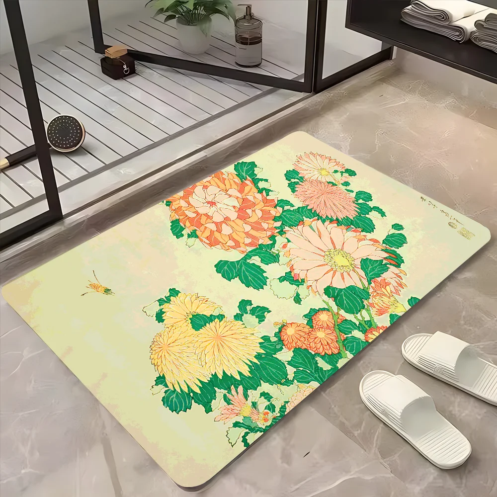 Современный полосатый коврик с хризантемами и пчелами для спальни взрослых