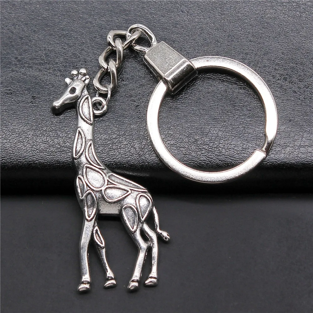 Металлическая цепочка-держатель «сделай сам», мужской брелок, винтажный, 2 цвета, 53x2, 3 мм, кулон в форме жирафа сувениры, подарок