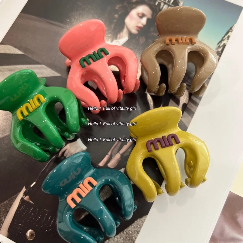 

Korean Version Candy Colored Small Grip Letter High Ponytail Fixed Anti Collapse Hair Grip Small Hair Clip