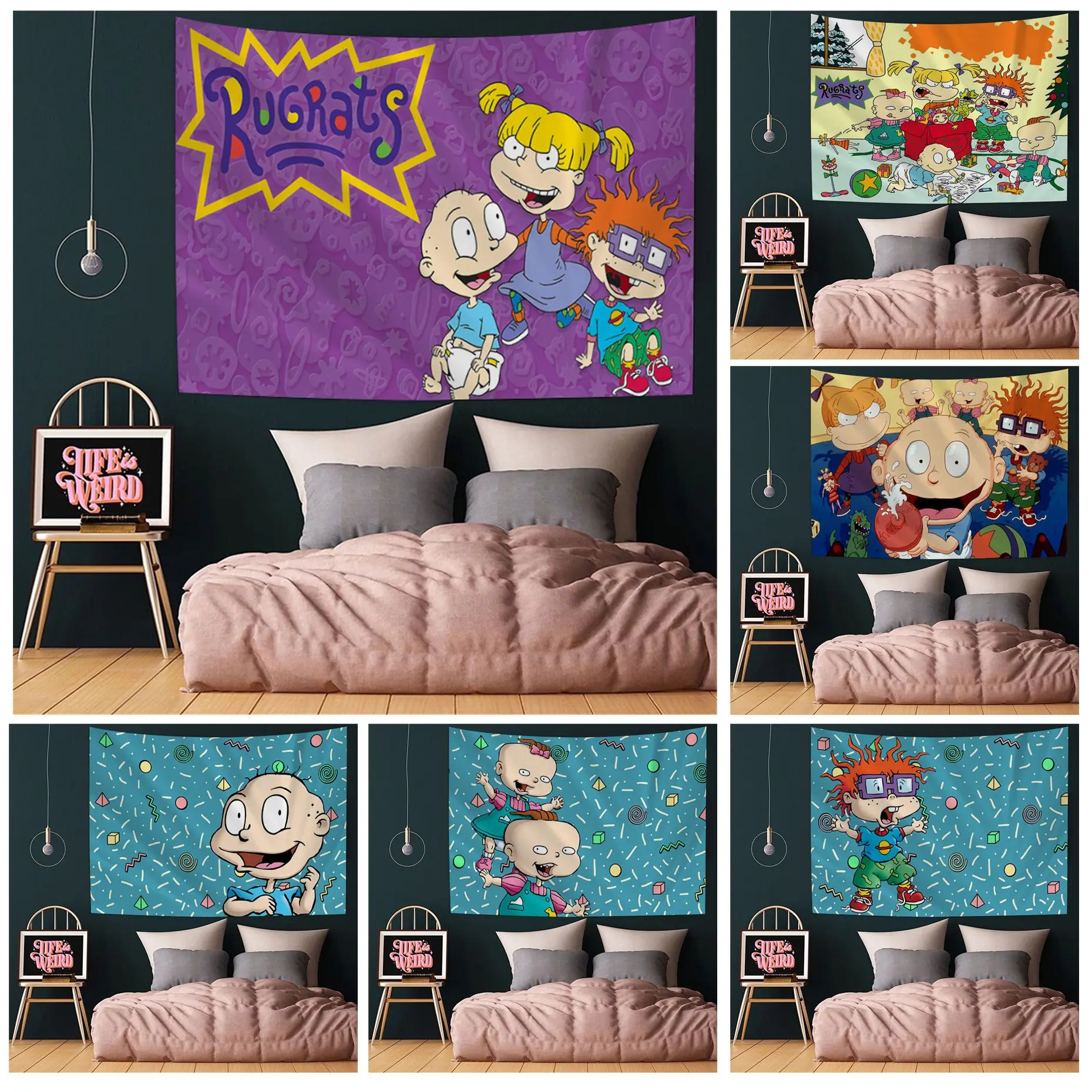 

Cute Cartoon R-Rugrat Tapestry Art Printing Wall Hanging Decoration Household Wall Art Decor