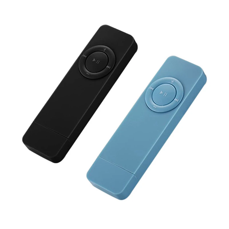 

2 шт. Портативный USB спортивный U-диск мини Mp3 музыкальный плеер с поддержкой TF-карты 32 Гб (черный и синий)