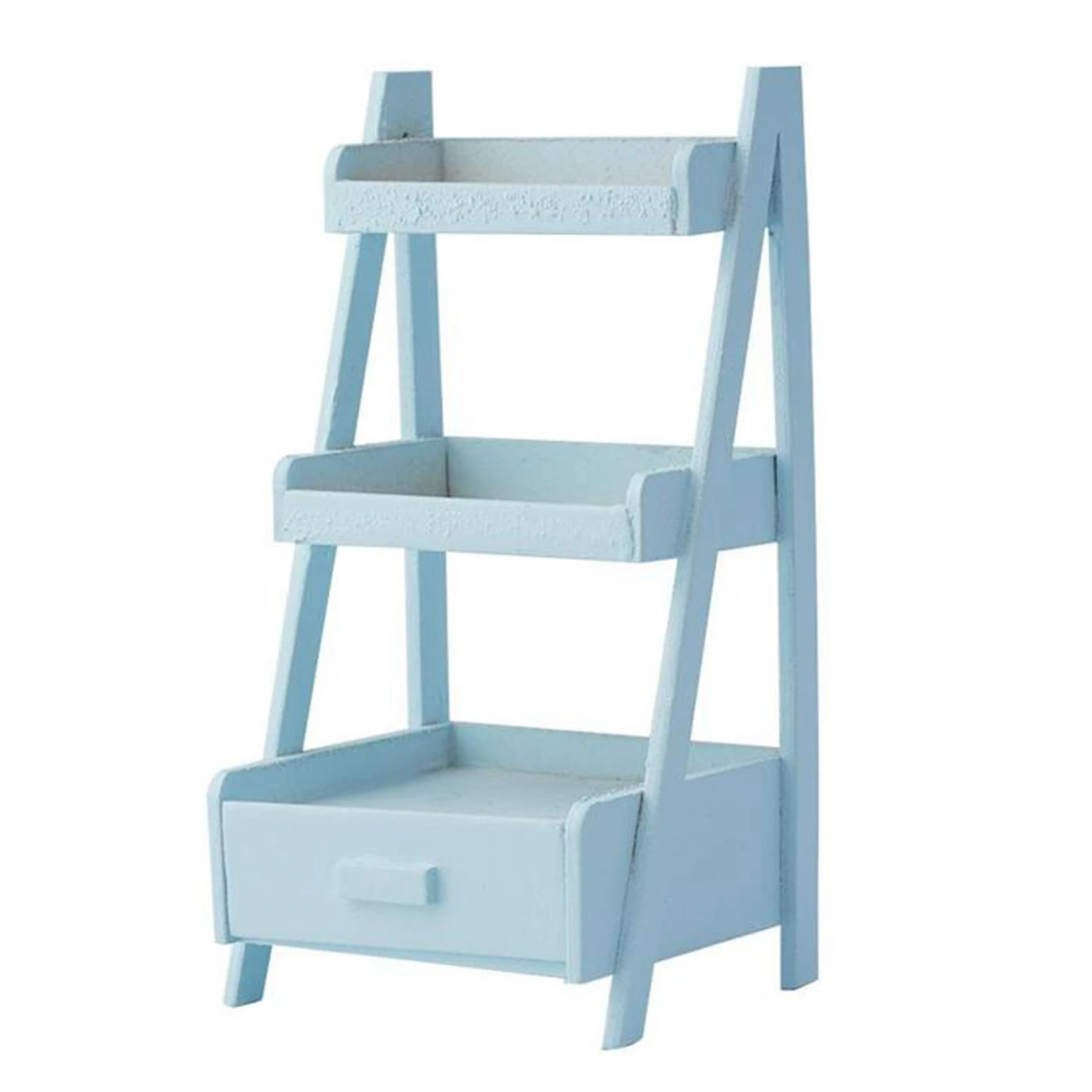 

1/12 Dollhouse Miniature Mini Wood Shelf Flower Stand Simulation Dollhouse Furniture Accessories Kids Gift Blue