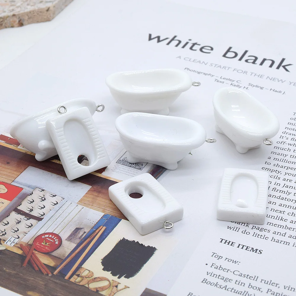 6 шт. миниатюрные подвески из смолы в виде ванны туалета