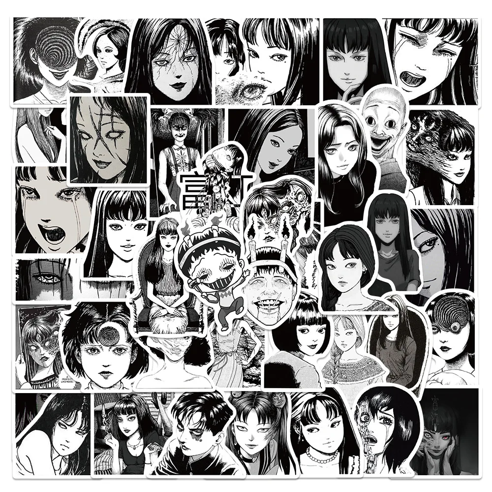 

50 шт. японские Ужасы аниме Fujiang Girl Ужасы граффити наклейки Ito Junji чемодан Цвет воды украшение