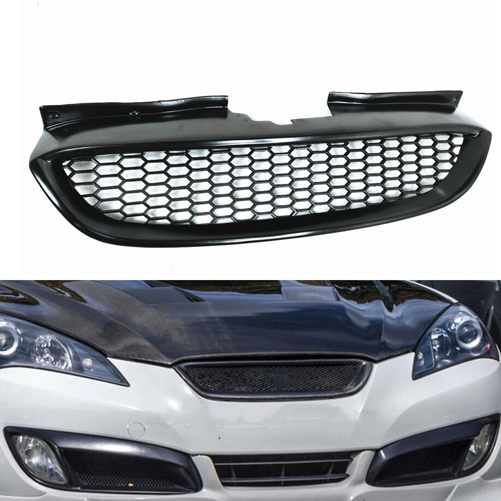 

Racing Grills For HYUNDAI Genesis Coupe 2008-2012 Front Grille Fiberglass Honeycomb Style Car Body Kit Upper Bumper Hood Mesh