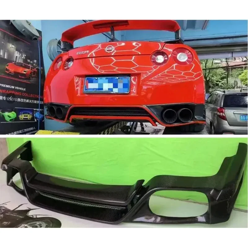 Настоящее углеродное волокно задний бампер диффузор багажник спойлер комплект
