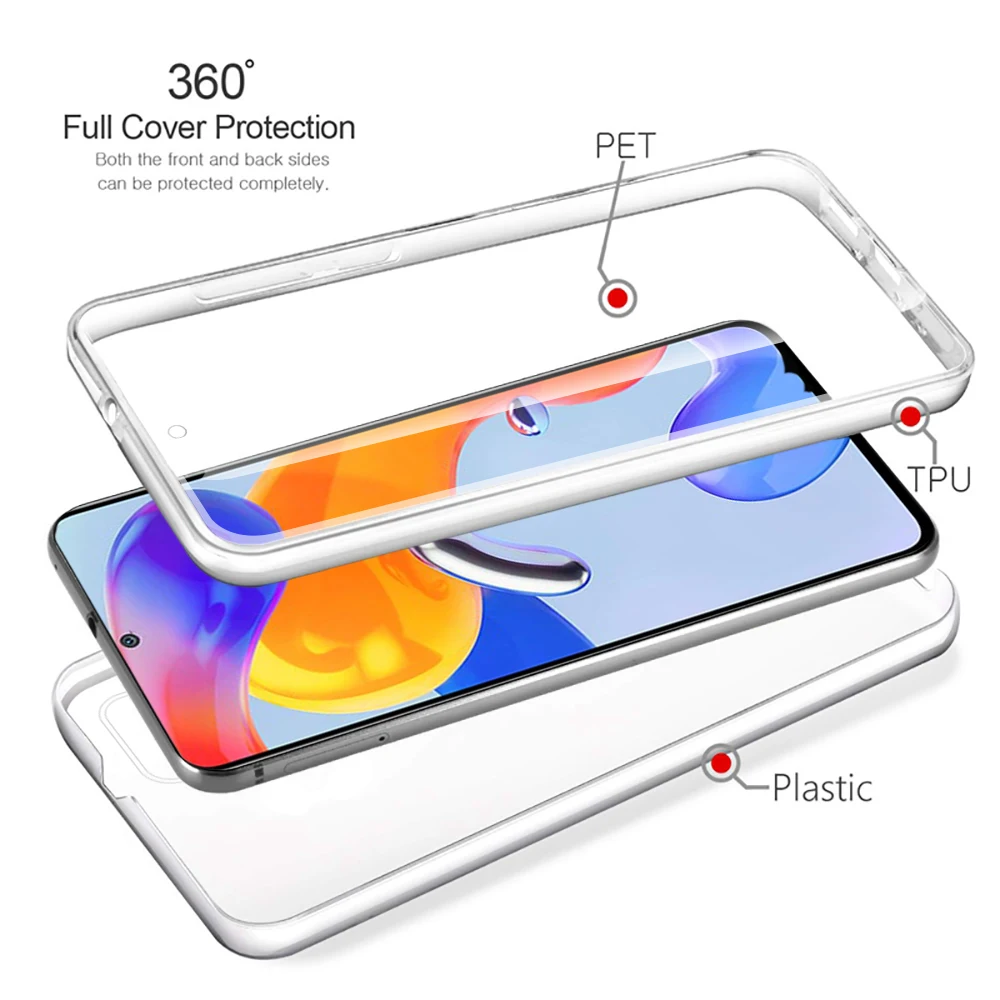 360 полностью прозрачный чехол для Xiaomi Redmi Note 11 Pro Plus 5G мягкий силиконовый 10 Max 10S 11S
