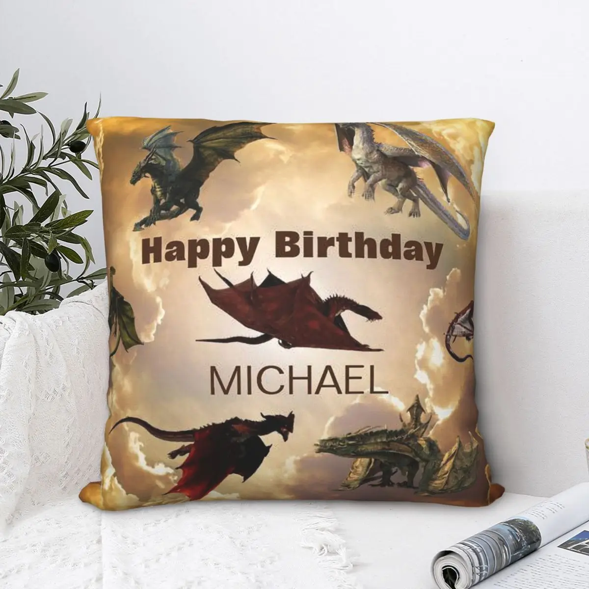 

Happy Birthday Michael Throw Pillow Case DnD Board Game Cushion Home Sofa Chair Print Decorative Hug Pillowcase