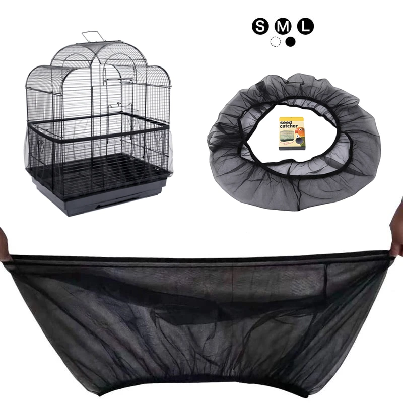 

Bird Cage Cover Catcher Guard Net Cover Bird Nylon Mesh Airy Cage Soft Stretchy Skirt for Round Square Cages Parrot Accessories