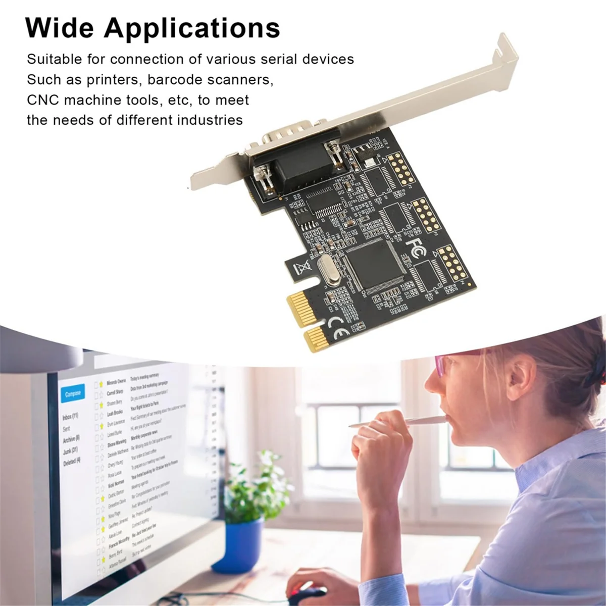 Карта последовательного адаптера Pcie X1 к RS232 расширения компьютера промышленного