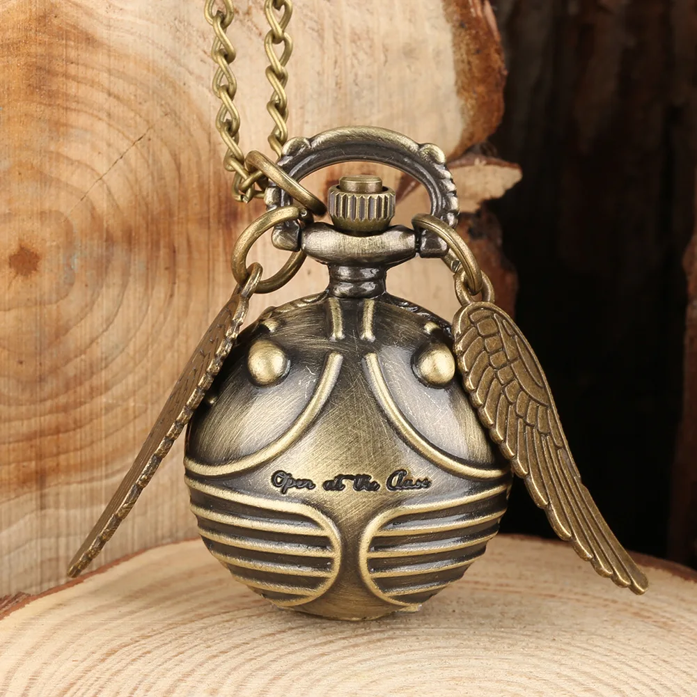 Newly Fashion Vintage Men Pocket Watch Alloy Retro Ball Light Ball Wings Pendant Clock Sweater Necklace Chain Watches Lady Gift