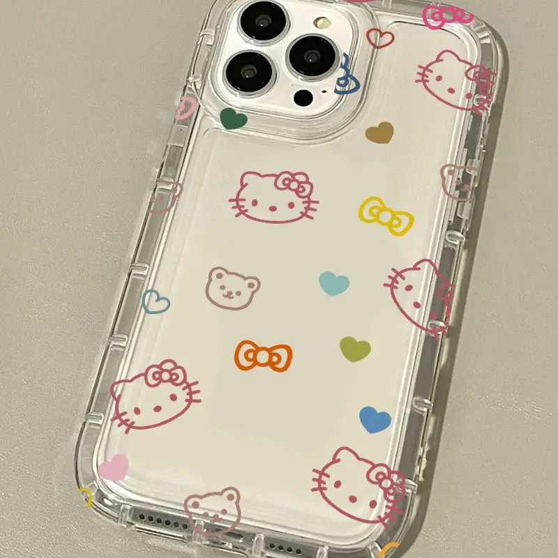 Sanrio Hello Kitty Transparent Soft Phone Case For Apple iPhone 14 12 13 11 Pro Max X XR XS Max 7 8 Plus SE 2022 Back Cover Y2K